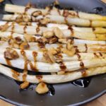 white asparagus toasted with walnuts