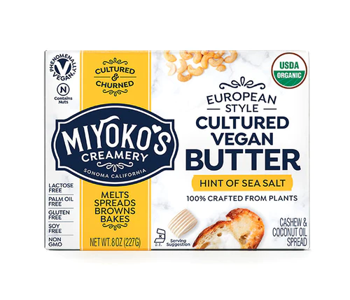 A box of miyoko 's european style cultured vegan butter.